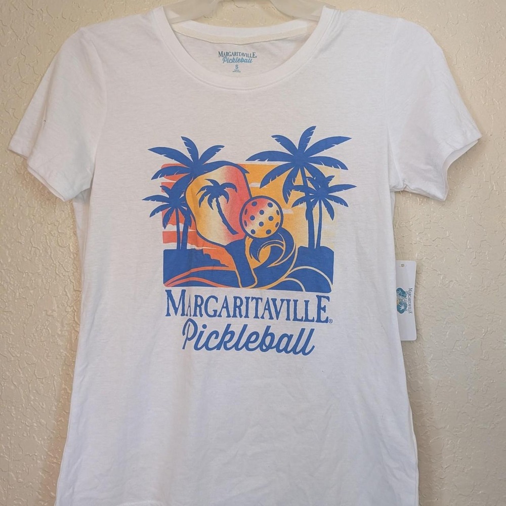 Margaritaville Pickleball Women Graphic T-Shirt White Small NWT